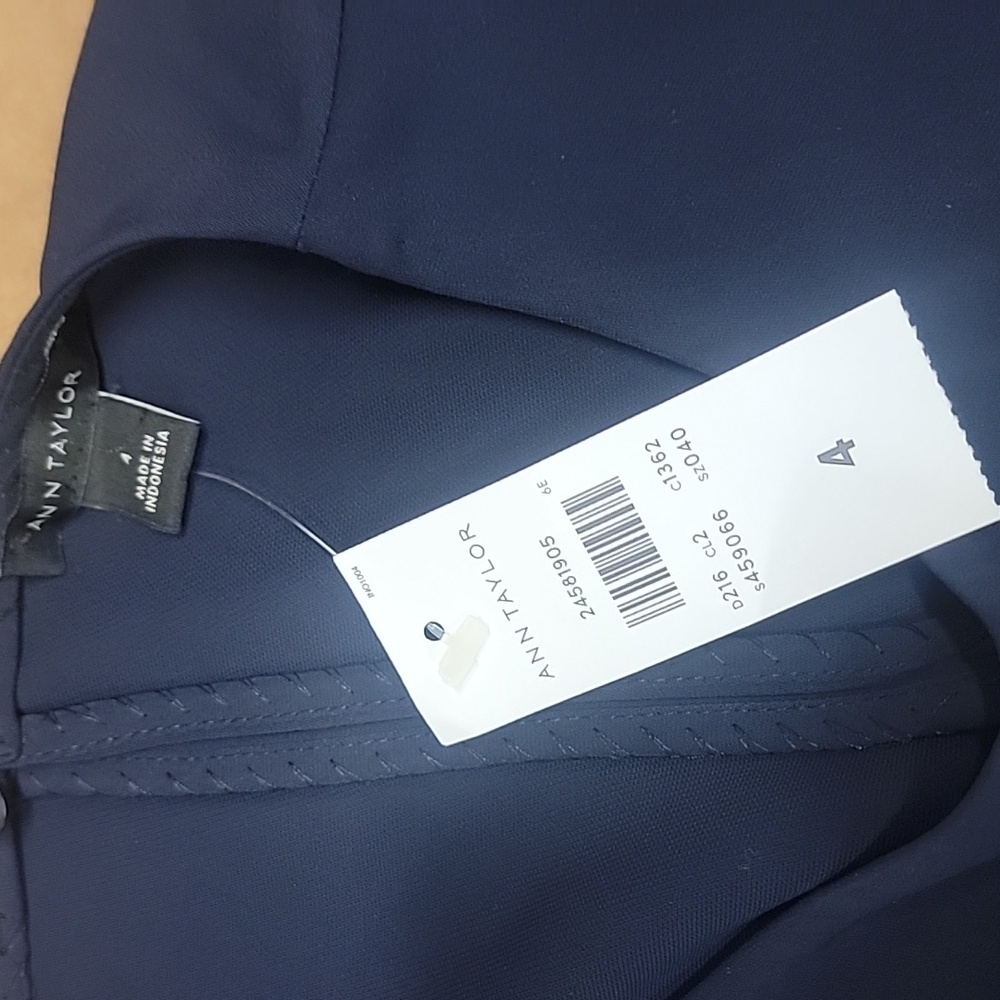 Ann Taylor Chiffon Bubble Sleeve Midi Casual Cocktail Blue Dress New With Tags! - Picture 3 of 5